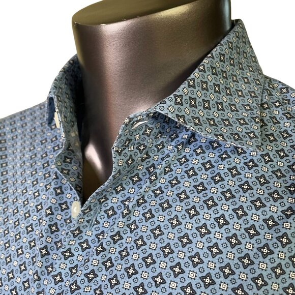 Mens Michael Kors Button Up Dress Shirt Tailored Fit Size M Blue u - Picture 6 of 13